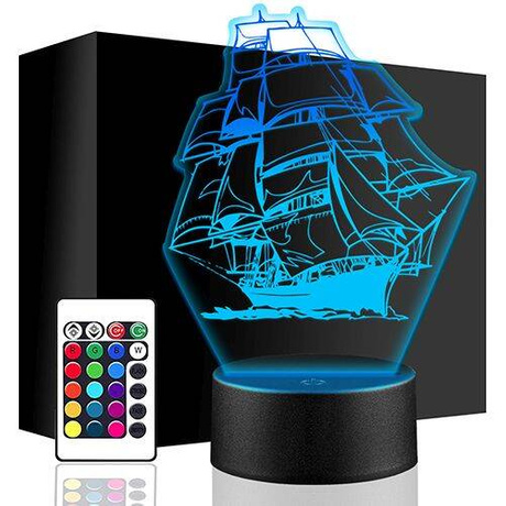 LAMPKA NOCNA LED Żegluga STATEK + PILOT prezent URODZINY statuetka