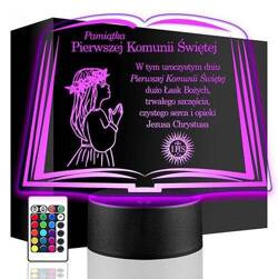 LAMPKA NOCNA LED PREZENT NA KOMUNIĘ ŚWIĘTĄ KOMUNIA PAMIĄTKA STATUETKA obraz