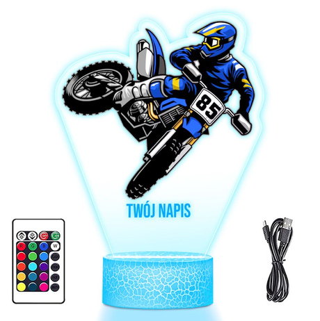 LAMPKA NOCNA LED 3D MOTOR CROSS prezent dziecka URODZINY statuetka