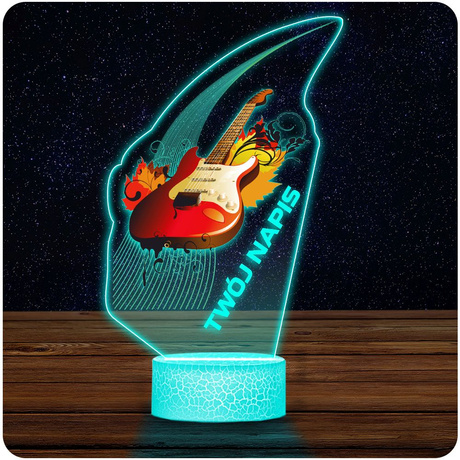 LAMPKA NOCNA LED 3D z imieniem Gitara dla muzyka prezent dla dziecka URODZINY statuetka + pilot