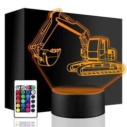 LAMPKA NOCNA LED KOPARKA MASZYNA 3D + PILOT prezent URODZINY statuetka