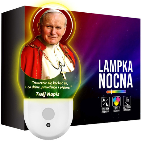 Lampka Nocna LED dla Dziecka Jan Paweł II Papież kontaktu gniazdka CZUJNIK