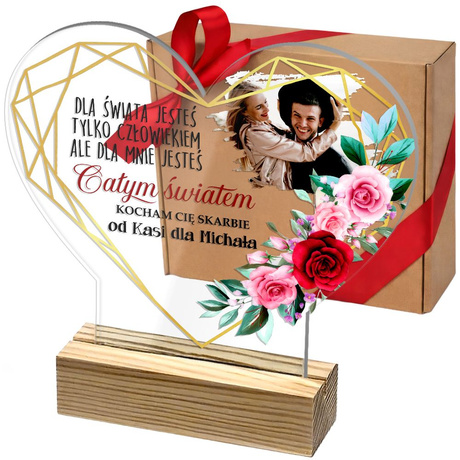 SERCE NA Walentynki prezent ze zdjęciem statuetka NIEGO NIEJ żony męża