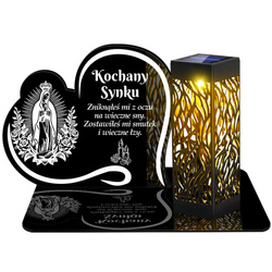 ZNICZ SOLARNY LED WIECZNY PODSTAWKA NA CMENTARZ GRÓB lampka Napis Serce 3D DLA SYNA
