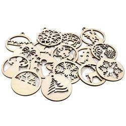 Bombki ozdoby choinkowe drewniane świąteczne 16szt