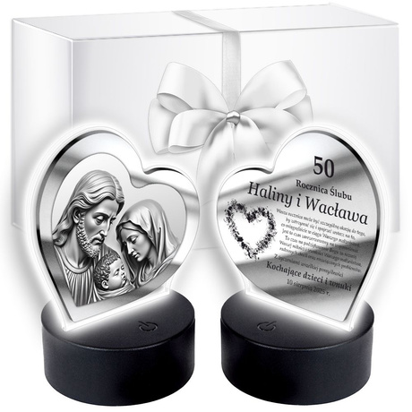 OBRAZEK LED PREZENT NA ROCZNICĘ ŚLUBU JUBILEUSZ 10 20 30 40 50 PAMIĄTKA