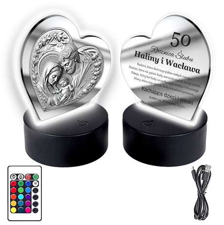 OBRAZEK LED PREZENT NA ROCZNICĘ ŚLUBU JUBILEUSZ 10 20 30 40 50 PAMIĄTKA