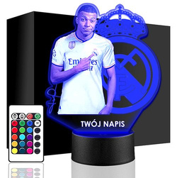 LAMPKA NOCNA LED Kylian Mbappe Real 3D + PILOT prezent dziecka URODZINY