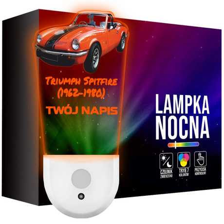 Lampka Nocna LED dla Dziecka auto Triumph kontaktu gniazdka CZUJNIK