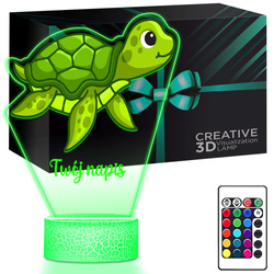 LAMPKA NOCNA LED 3D ŻÓŁW ZWIERZĄTKO prezent dziecka URODZINY statuetka