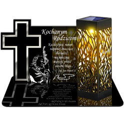 ZNICZ SOLARNY LED WIECZNY PODSTAWKA NA CMENTARZ GRÓB lampka Krzyż 3D DLA RODZICÓW