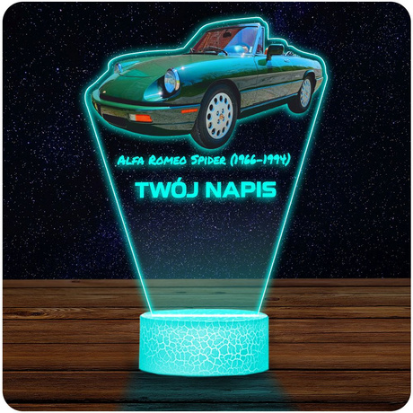 LAMPKA NOCNA LED 3D AUTO Alfa Romeo Spider prezent dla dziecka URODZINY statuetka + pilot