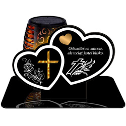 ZNICZ SOLARNY LED WIECZNY PODSTAWKA NA CMENTARZ GRÓB Serce EFEKT PŁOMIENIA