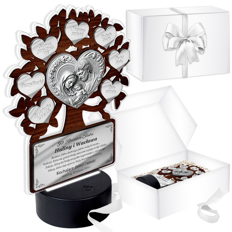 OBRAZ LED Prezent na Rocznicę Ślubu DRZEWKO SZCZĘŚCIA 10 25 30 40 50 GRAWER