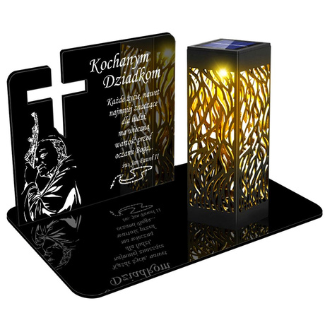ZNICZ SOLARNY LED WIECZNY PODSTAWKA NA CMENTARZ GRÓB lampka Krzyż 3D DLA DZIADKÓW