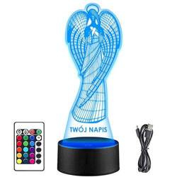 LAMPKA NOCNA LED ANIOŁ STRÓŻ ANIOŁEK 3D + PILOT prezent URODZINY statuetka