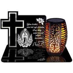 ZNICZ SOLARNY LED WIECZNY PODSTAWKA NA CMENTARZ GRÓB Krzyż EFEKT PŁOMIENIA