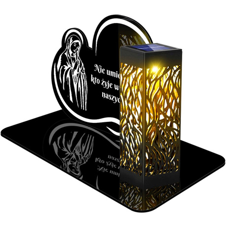 ZNICZ SOLARNY LED WIECZNY PODSTAWKA NA CMENTARZ GRÓB lampka Napis Serce 3D