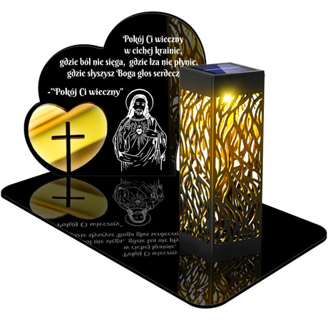 ZNICZ SOLARNY LED WIECZNY PODSTAWKA NA CMENTARZ GRÓB lampka Serce 3D