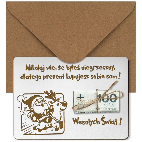 ŚWIĄTECZNY BON PODARUNKOWY Prezent Na Święta Choinkę Voucher na Pieniądze