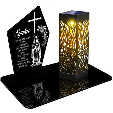 ZNICZ SOLARNY LED WIECZNY PODSTAWKA NA CMENTARZ GRÓB lampka Krzyż 3D dla Syna