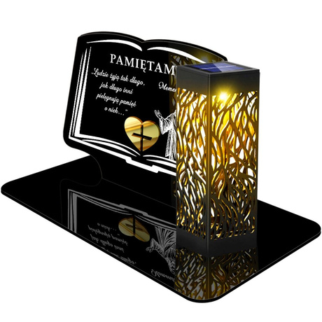 ZNICZ SOLARNY LED WIECZNY PODSTAWKA NA CMENTARZ GRÓB lampka Księga 3D
