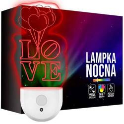 Lampka Nocna LED dla DZIEWCZYNY CHŁOPAKA SERCE do kontaktu gniazdka CZUJNIK