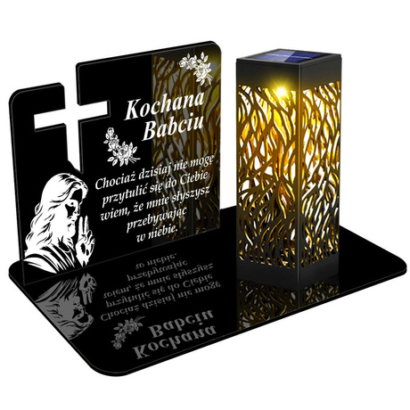 ZNICZ SOLARNY LED WIECZNY PODSTAWKA NA CMENTARZ GRÓB lampka Krzyż 3D DLA BABCI
