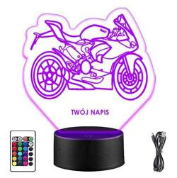 LAMPKA NOCNA LED DUCATI MOTOR 3D + PILOT prezent URODZINY statuetka