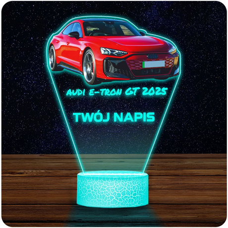 LAMPKA NOCNA LED 3D AUDI E-TRON SAMOCHÓD prezent dla dziecka URODZINY statuetka + pilot