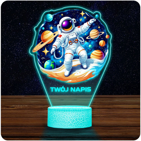 LAMPKA NOCNA LED 3D ASTRONAUTA KOSMOS prezent dziecka URODZINY statuetka