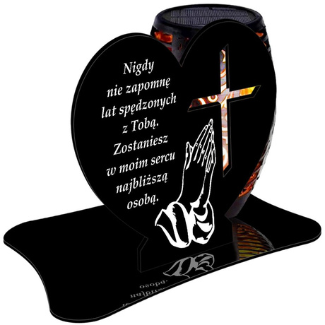 ZNICZ SOLARNY LED WIECZNY PODSTAWKA NA CMENTARZ GRÓB Krzyż EFEKT PŁOMIENIA