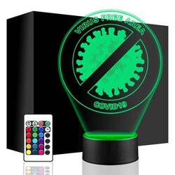 LAMPKA NOCNA LED STREFA BEZ WIRUSA 3D + PILOT prezent URODZINY statuetka