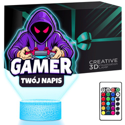 LAMPKA NOCNA LED 3D GAMER GRACZ GRY prezent dziecka URODZINY statuetka