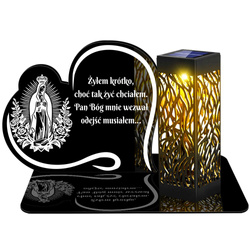 ZNICZ SOLARNY LED WIECZNY PODSTAWKA NA CMENTARZ GRÓB lampka Napis Serce 3D