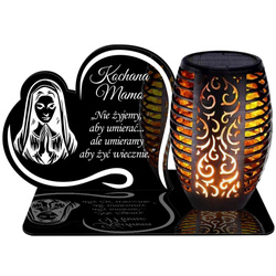 ZNICZ SOLARNY LED WIECZNY PODSTAWKA NA CMENTARZ GRÓB Serce EFEKT PŁOMIENIA DLA MAMY