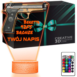 LAMPKA NOCNA LED 3D KARABIN BROŃ PISTOLET Beretta prezent dla dziecka URODZINY statuetka + pilot