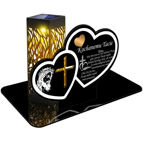 ZNICZ SOLARNY LED WIECZNY PODSTAWKA NA CMENTARZ GRÓB lampka Serce 3D DLA TATY