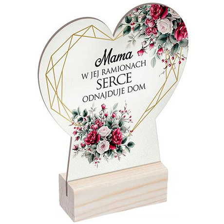 STATUETKA SERCE PREZENT NA DZIEŃ MAMY UPOMINEK Z NADRUKIEM MAMA DLA MATKI