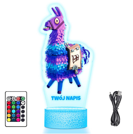 LAMPKA NOCNA LED 3D FORTNITE ALPAKA ŁUP LAMA prezent dziecka URODZINY