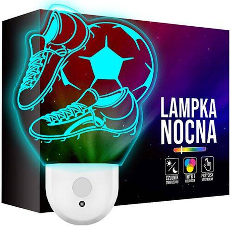 Lampka Nocna LED dla Dzieci Piłka Nożna Piłkarza do kontaktu gniazdka