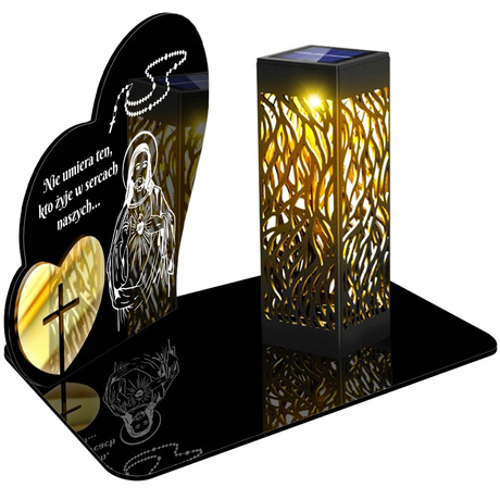 ZNICZ SOLARNY LED WIECZNY PODSTAWKA NA CMENTARZ GRÓB lampka Serce 3D 