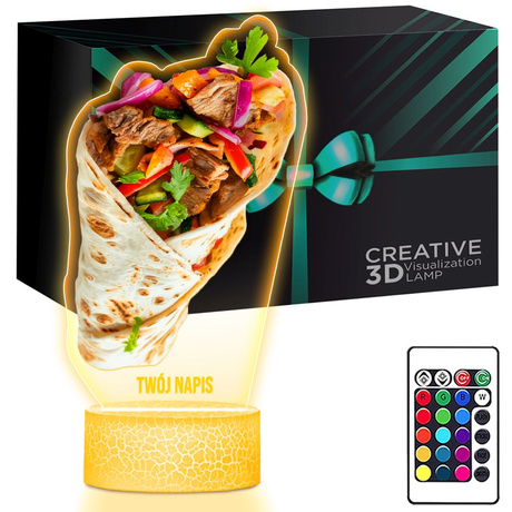 LAMPKA NOCNA LED 3D KEBAB TORTILLA prezent dziecka URODZINY statuetka