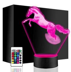 LAMPKA NOCNA LED KOŃ KONIK 3D + PILOT prezent URODZINY statuetka