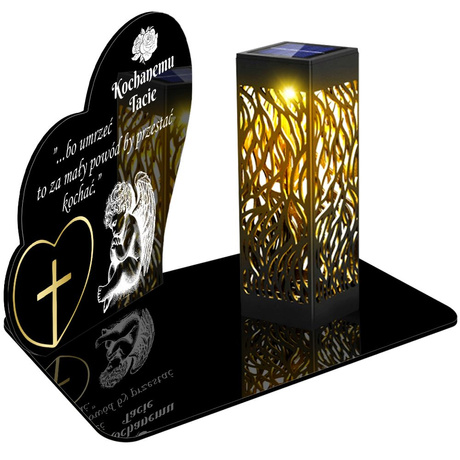 ZNICZ SOLARNY LED WIECZNY PODSTAWKA NA CMENTARZ GRÓB lampka Serce 3D DLA TATY