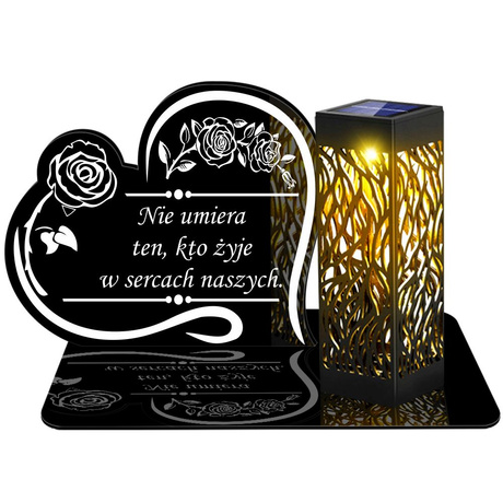 ZNICZ SOLARNY LED WIECZNY PODSTAWKA NA CMENTARZ GRÓB lampka Napis Serce 3D 