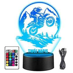 LAMPKA NOCNA LED MOTOCROSS MOTOR 3D + PILOT prezent URODZINY statuetka