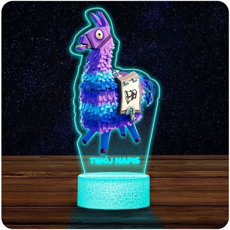 LAMPKA NOCNA LED 3D FORTNITE ALPAKA ŁUP LAMA prezent dziecka URODZINY