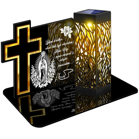ZNICZ SOLARNY LED WIECZNY PODSTAWKA NA CMENTARZ GRÓB lampka Krzyż 3D