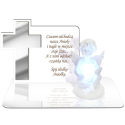 ZNICZ LED GRÓB Dziecka Córki Syna ANIOŁEK PODSTAWKA NA CMENTARZ BIAŁY ANIOŁ